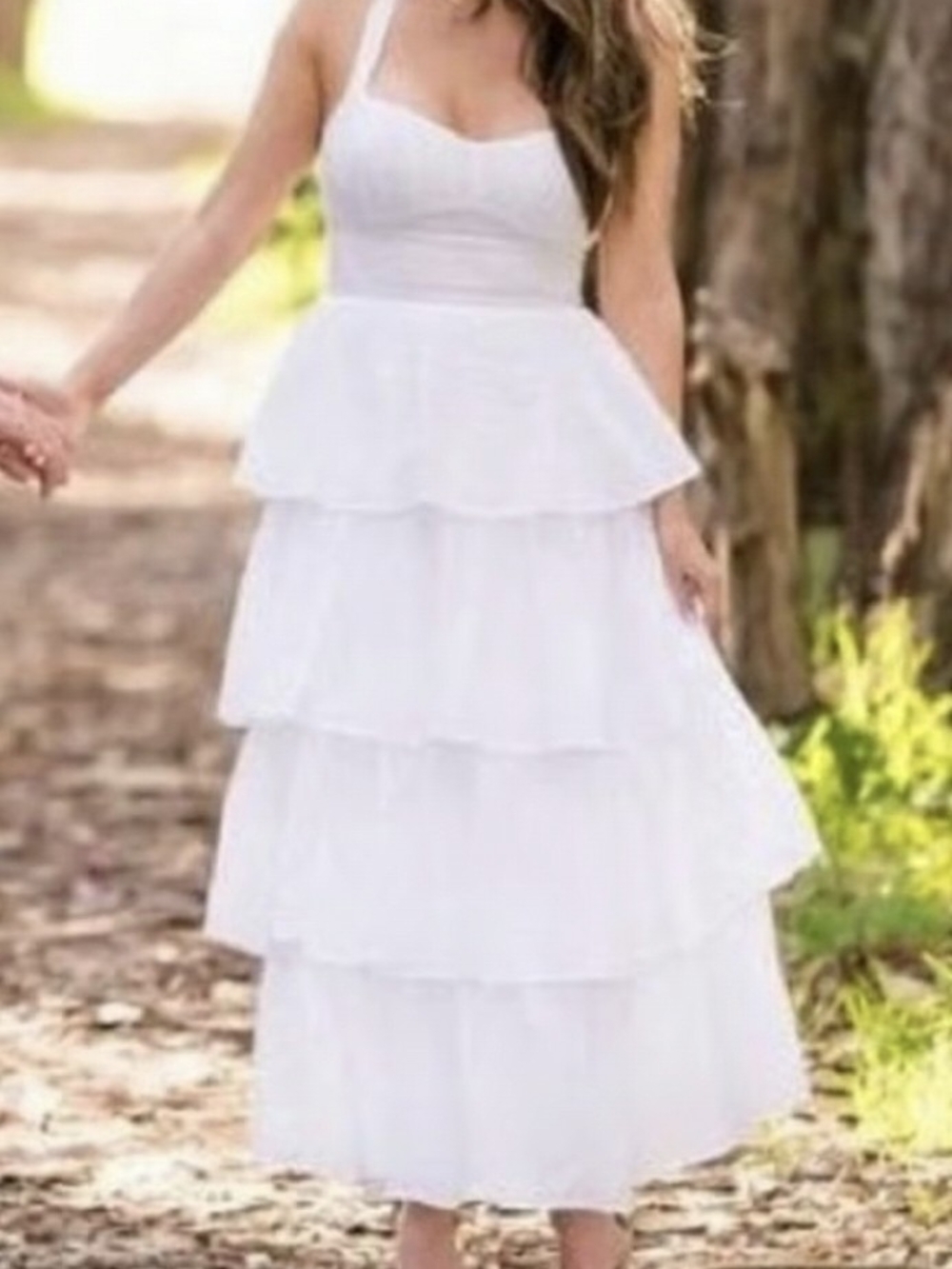Abercrombie & Fitch White Tiered Maxi Sundress - Size XS - Picture 8 of 8